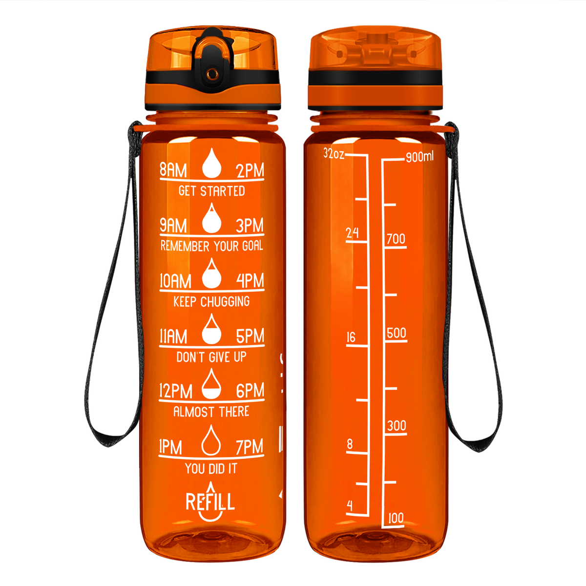 Cuptify Orange Gloss Motivational Water Bottle