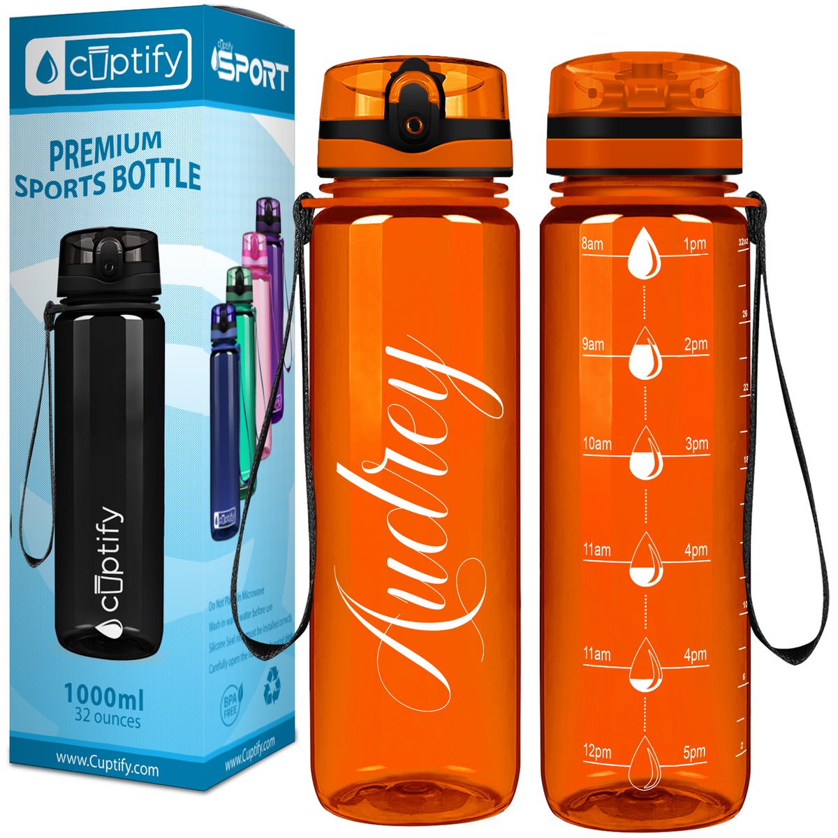 Cuptify Personalized Orange Gloss 32 oz Water Bottle