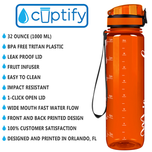 Cuptify Personalized Orange Gloss 32 oz Water Bottle