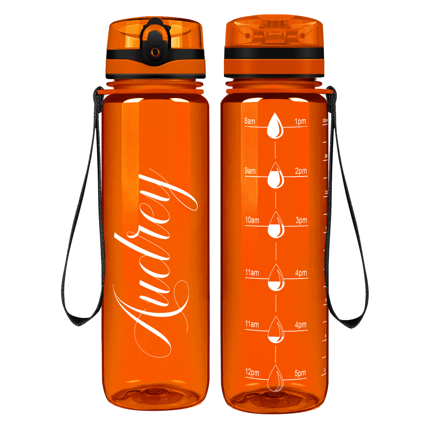 Cuptify Personalized Orange Gloss Water Bottle