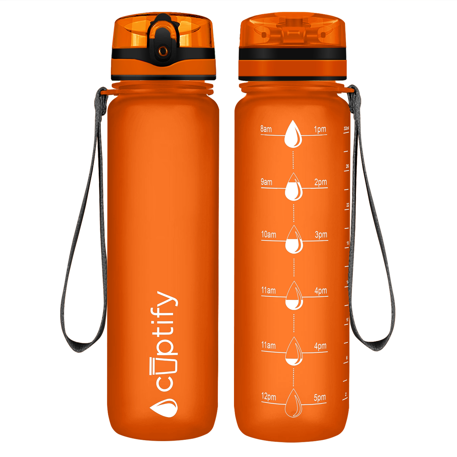 Cuptify Orange Frosted Hydration Tracker Water Bottle