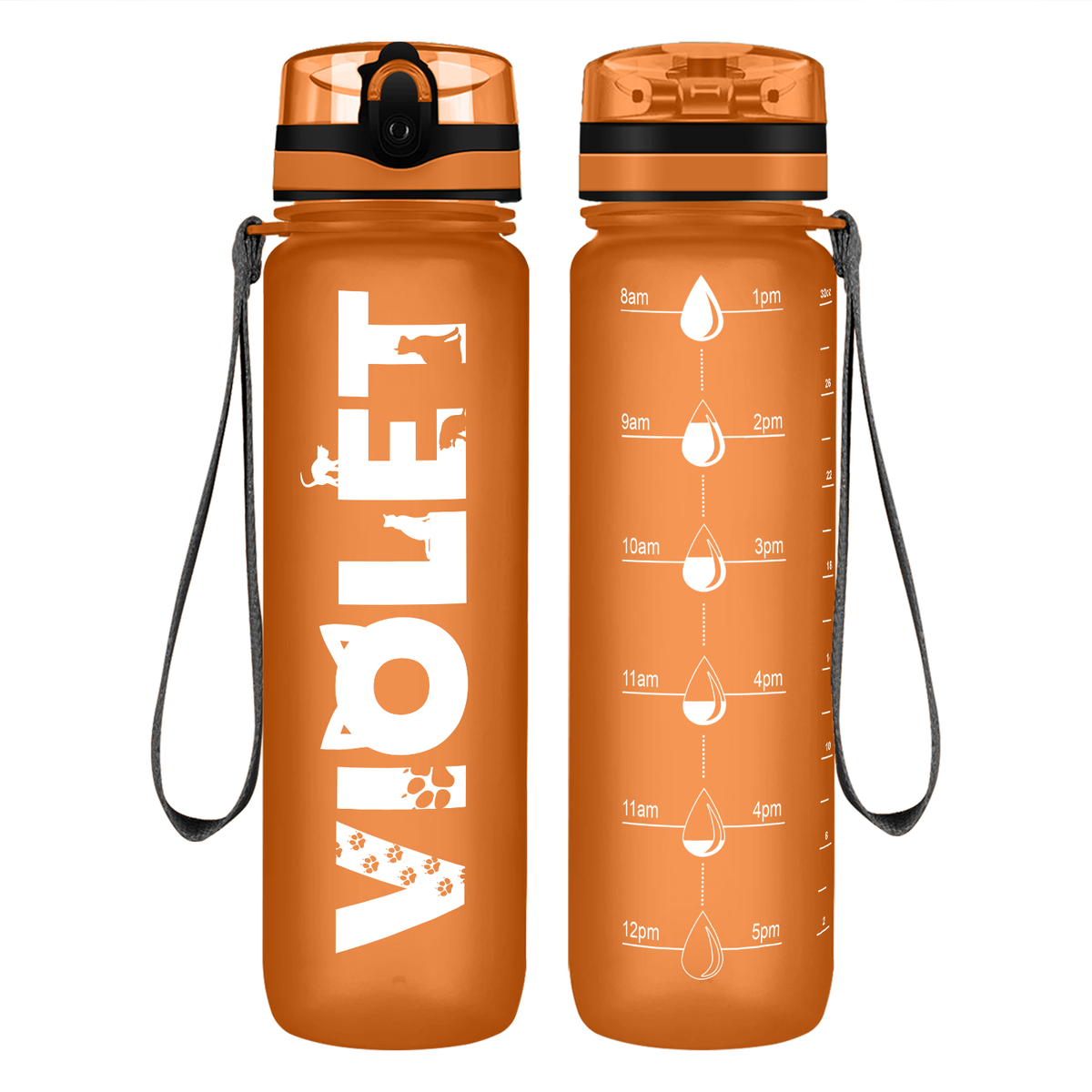 Personalized Girls on 32 oz Motivational Tracking Water Bottle