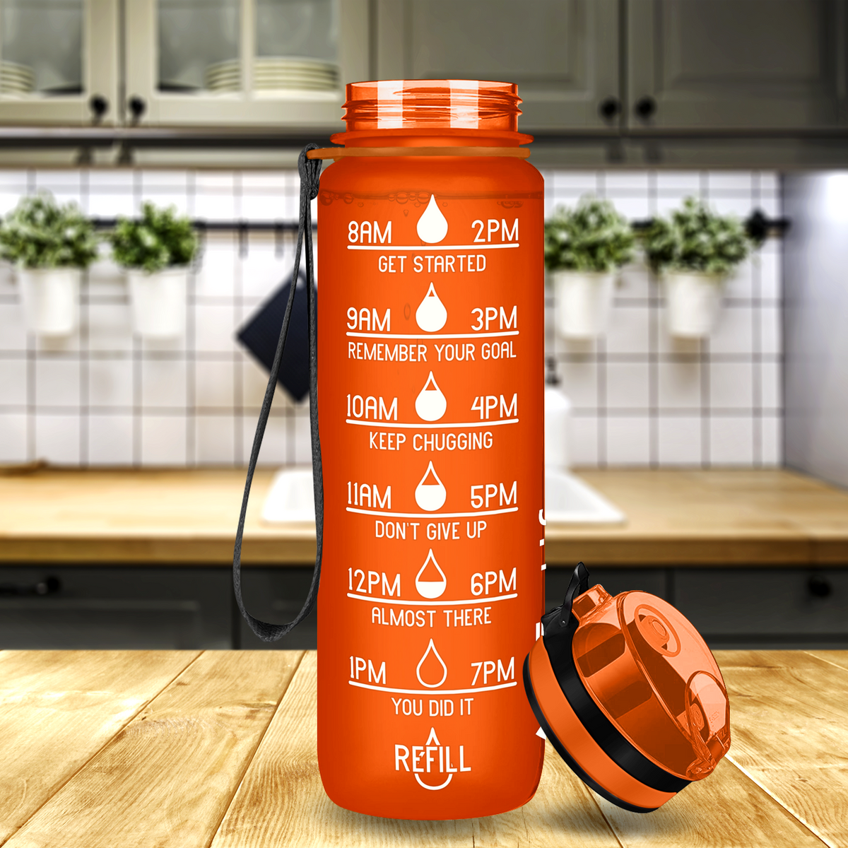 Cuptify Orange Frosted 32 oz Motivational Water Bottle