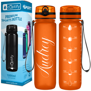 Personalized Orange Frosted 32 oz Water Bottle
