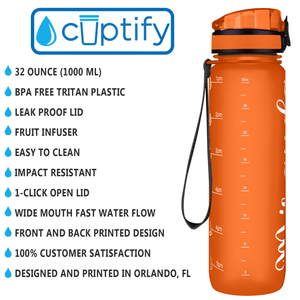 Personalized Orange Frosted 32 oz Water Bottle