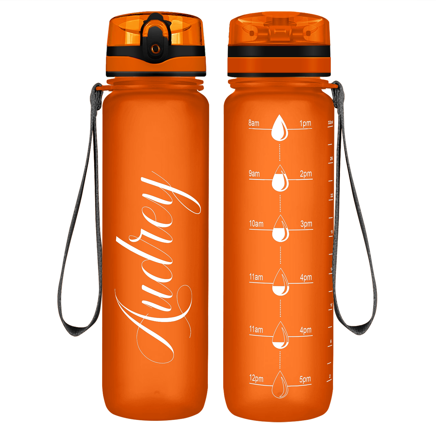 Cuptify Personalized Orange Frosted Water Bottle
