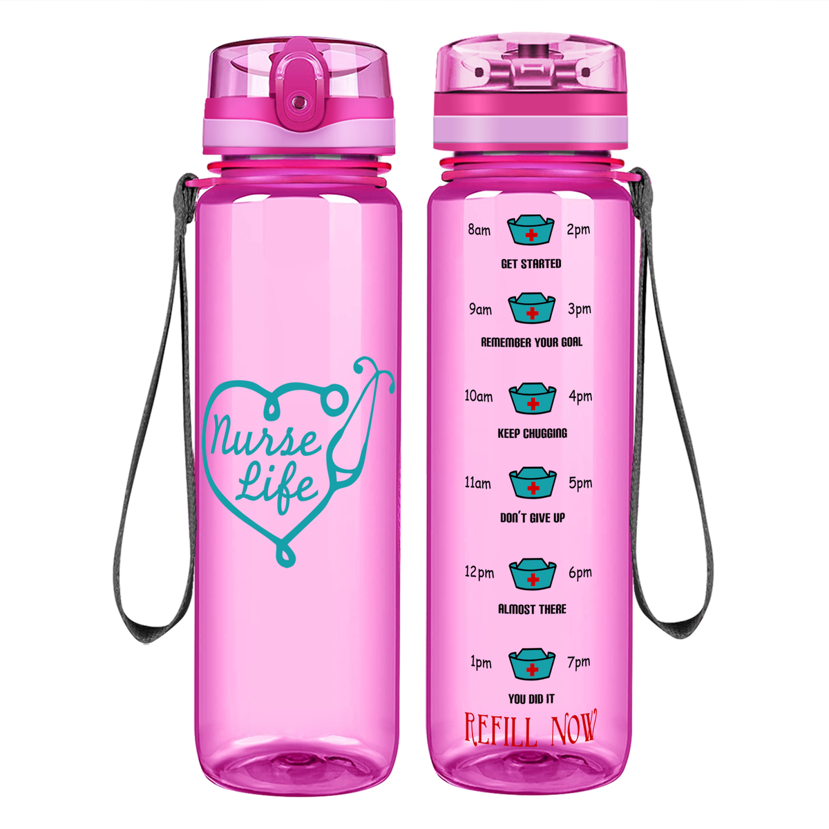 Nurse Life Heart Motivational Tracking Water Bottle