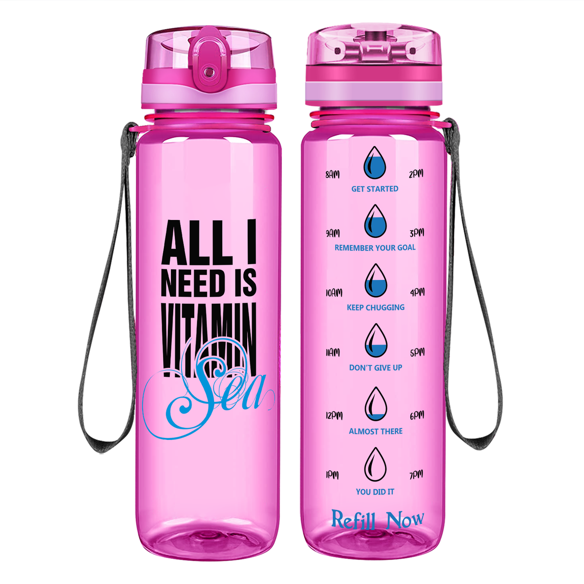 Vitamin Sea on 32 oz Motivational Tracking Beach Water Bottle