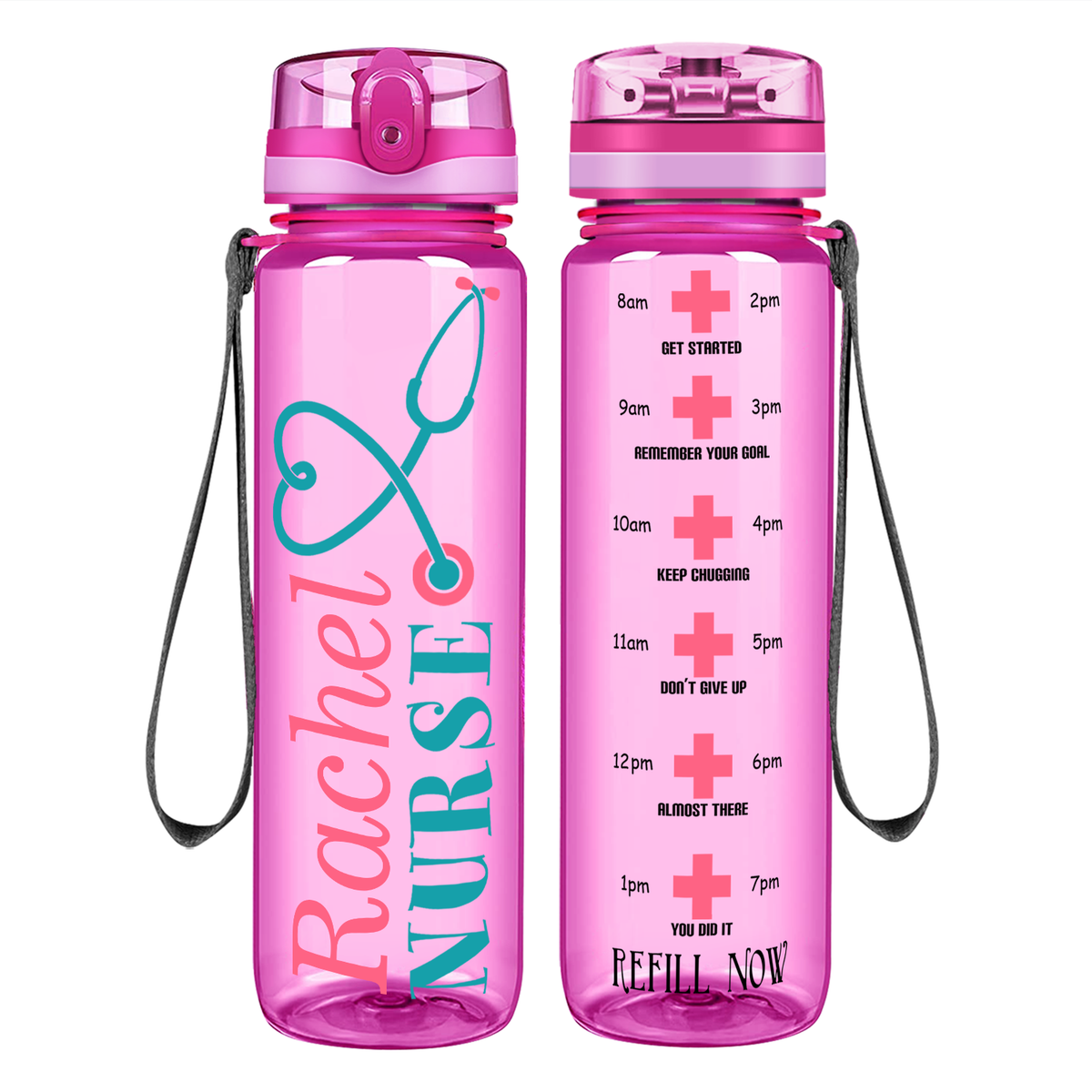 Personalized Stethoscope Nurse on 32oz Motivational Tracking Water Bottle