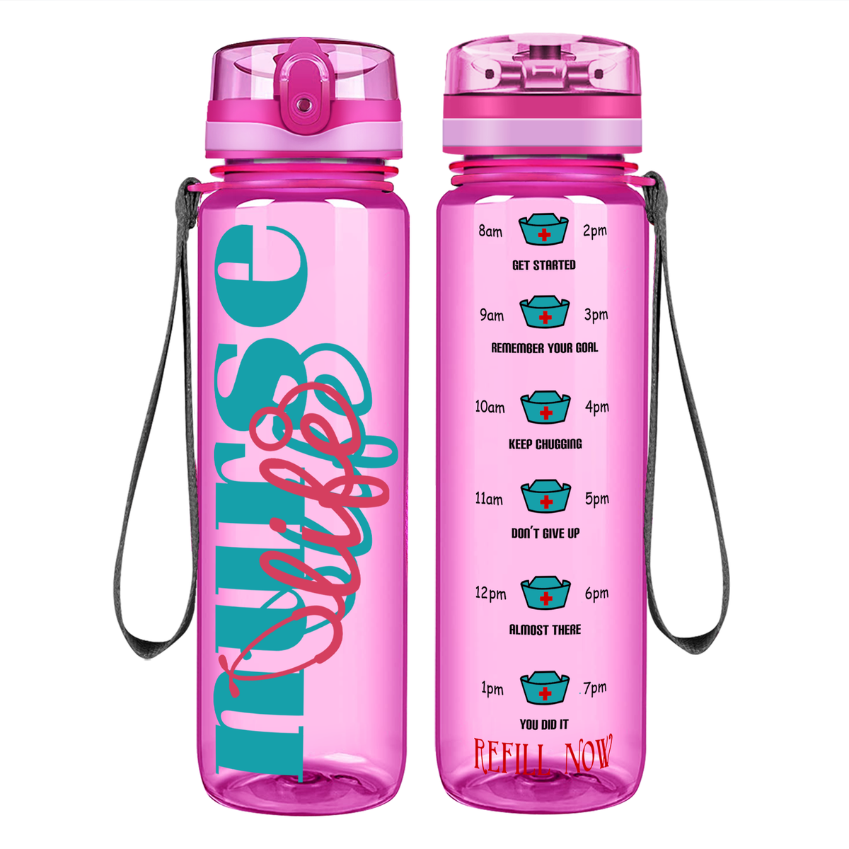 Nurse Life on 32oz Motivational Tracking Water Bottle