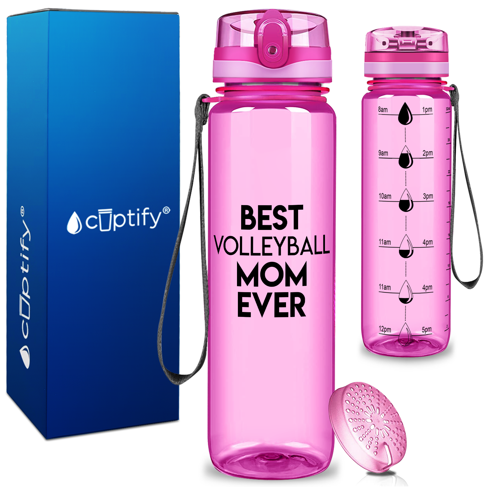 Best Volleyball Mom Ever on 32 oz Motivational Tracking Water Bottle