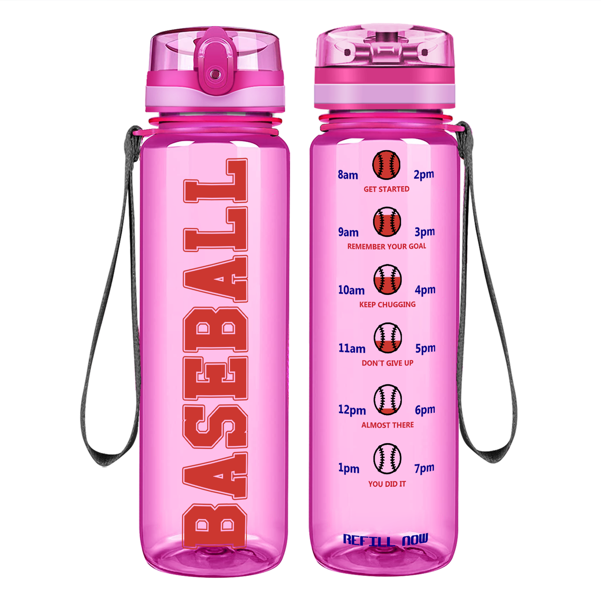 Baseball on 32 oz Motivational Tracking Water Bottle
