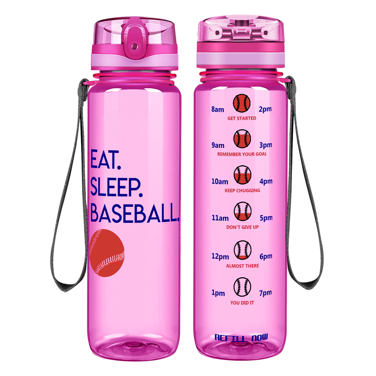 Eat Sleep Baseball on 32 oz Motivational Tracking Water Bottle