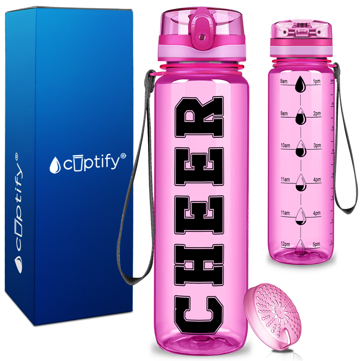 Cheer on 32 oz Motivational Tracking Water Bottle