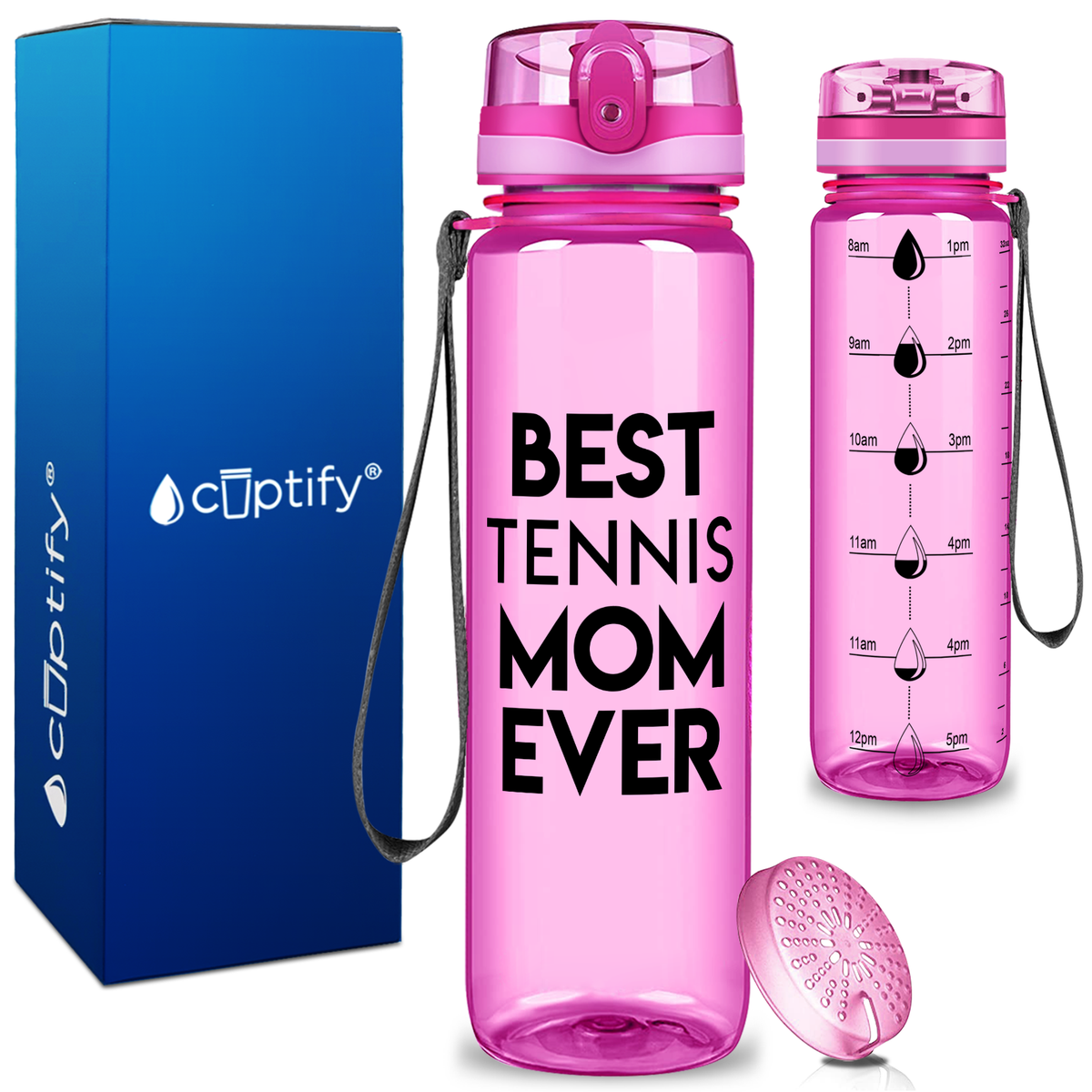 Best Tennis Mom Ever on 32 oz Motivational Tracking Water Bottle