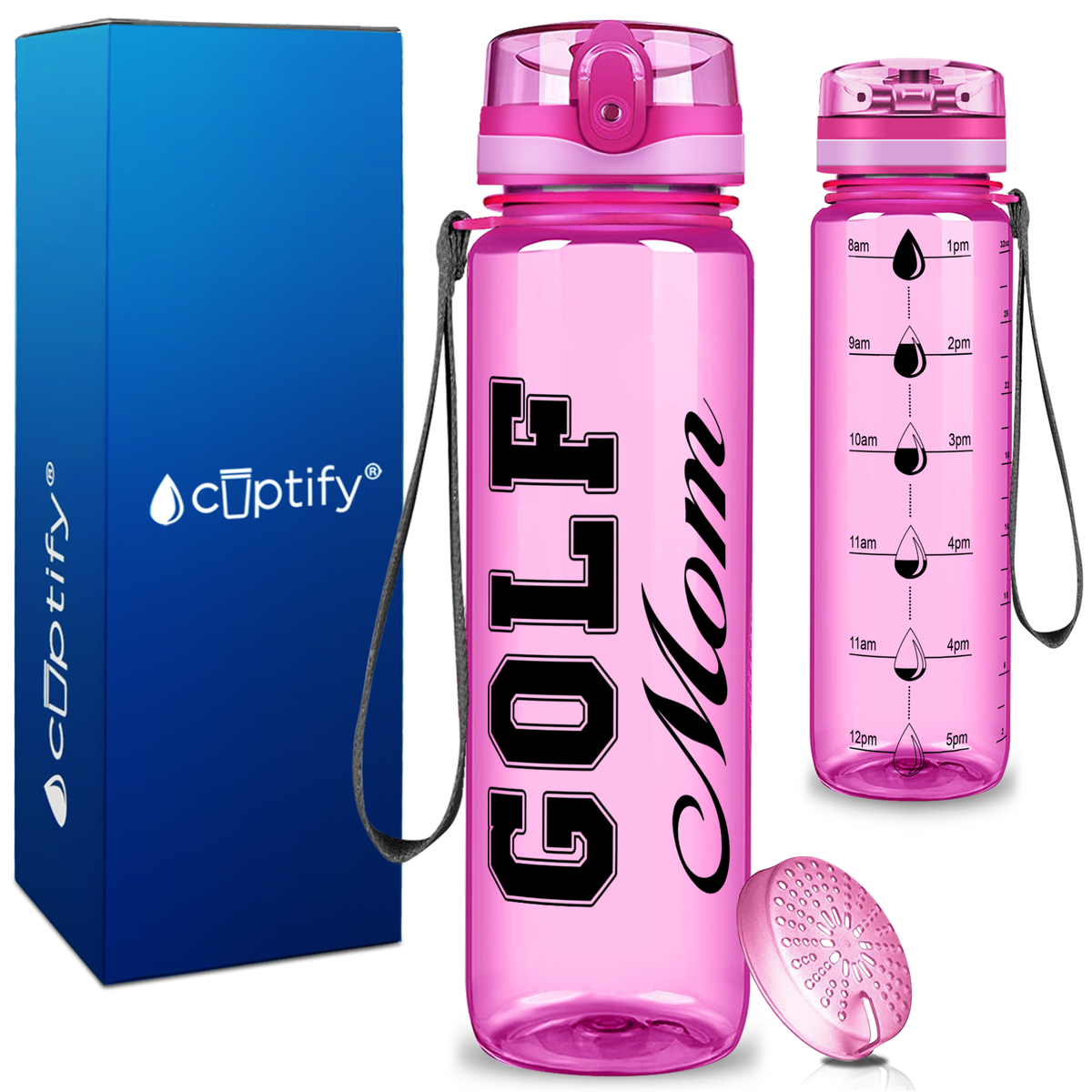 Golf Mom on 32 oz Motivational Tracking Water Bottle