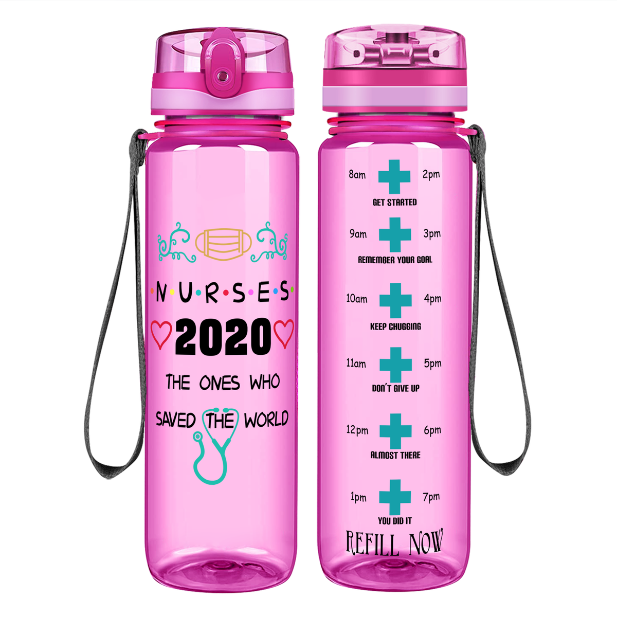 Nurses 2020 The Ones Who Saved The World on 32oz Motivational Tracking Water Bottle