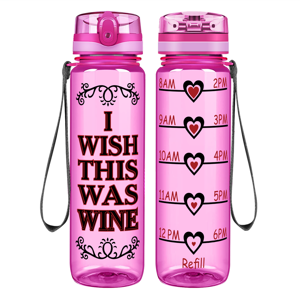 Wish This Was Wine on 32 oz Motivational Tracking Water Bottle
