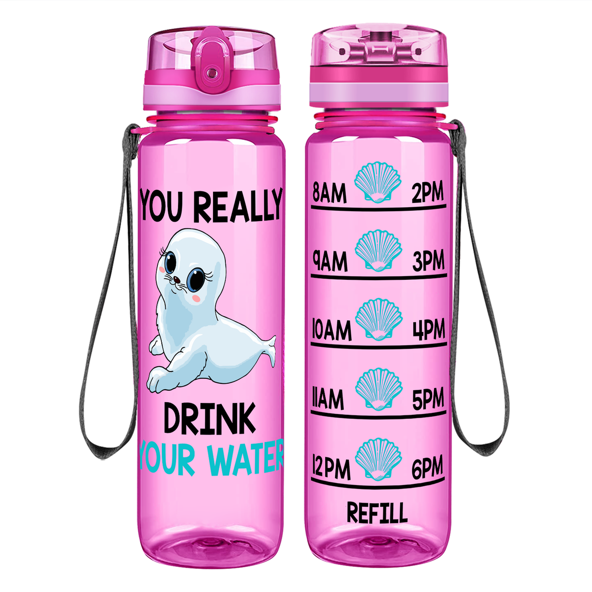 Seal Water on 32 oz Motivational Tracking Water Bottle