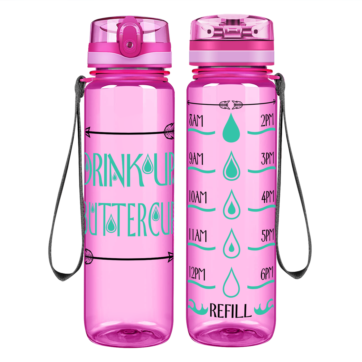Buttercup Drink Up on 32 oz Motivational Tracking Water Bottle