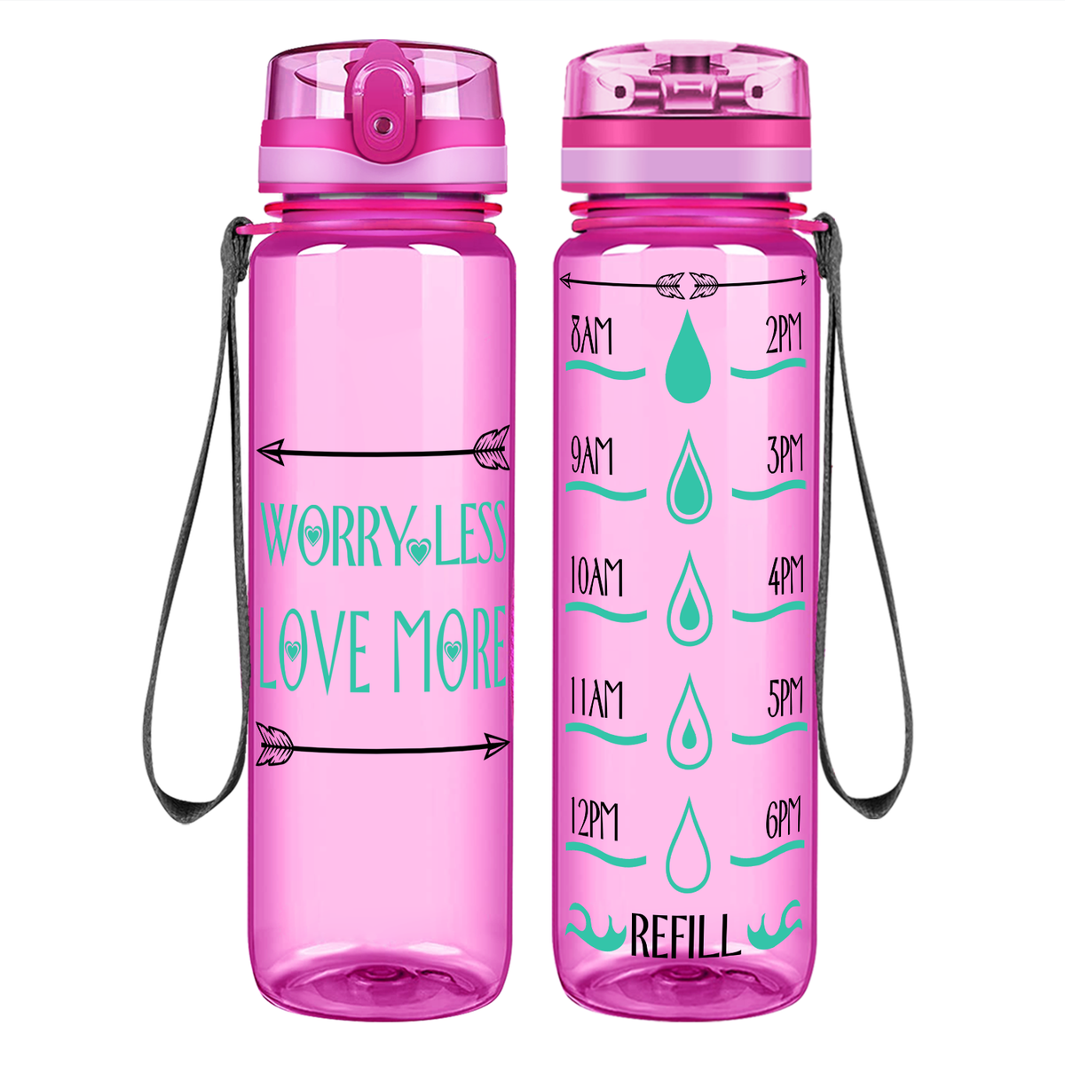 Love More Arrows on 32 oz Motivational Tracking Water Bottle