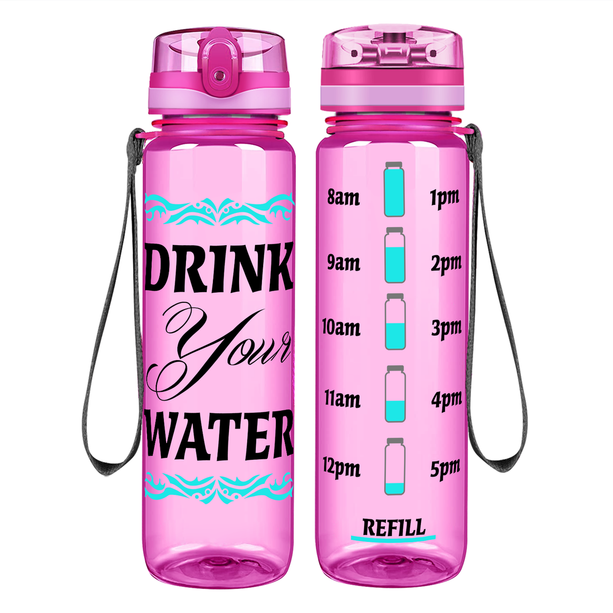 Your Water Wave on 32 oz Motivational Tracking Water Bottle