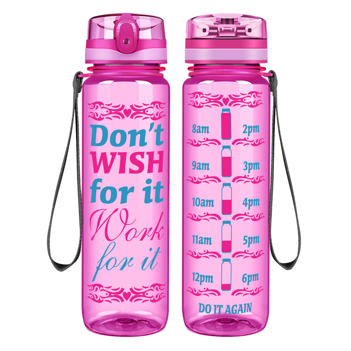 Work For It on 32 oz Motivational Tracking Water Bottle