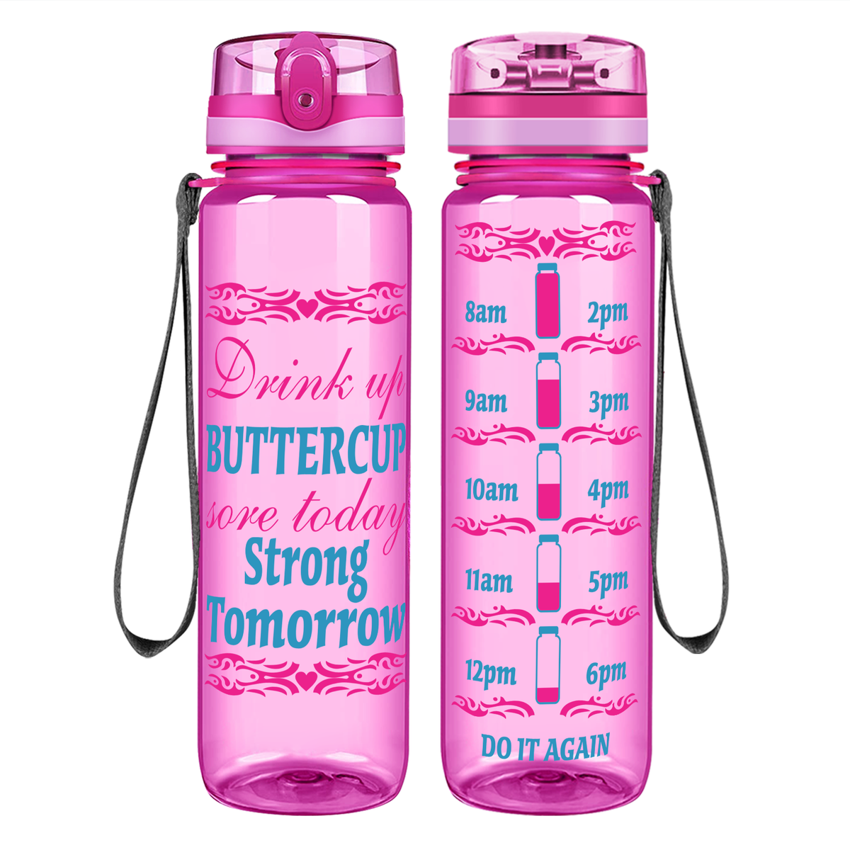 Sore Today, Strong Tomorrow on 32 oz Motivational Tracking Water Bottle