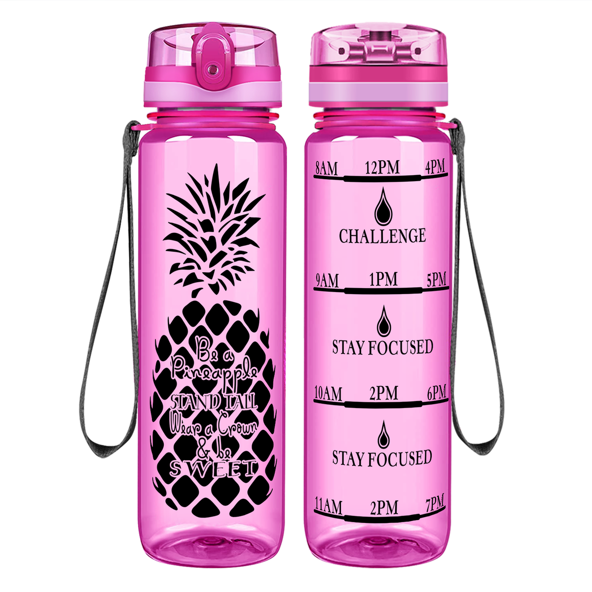 Pineapple Stand Tall on 32 oz Motivational Tracking Water Bottle