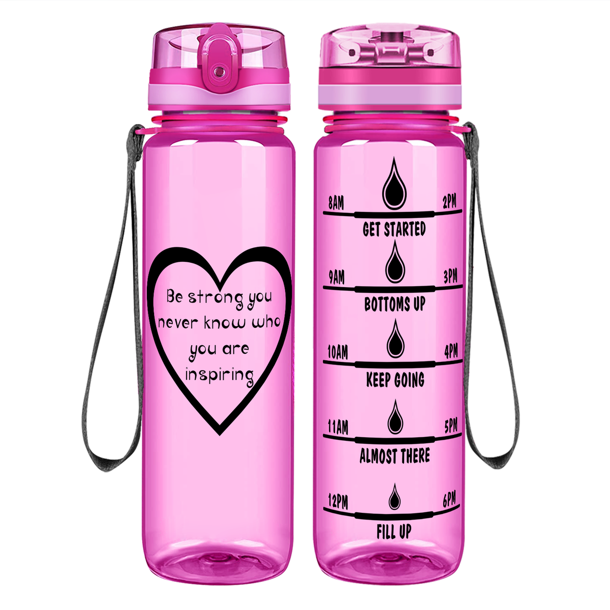 Heart You Are Inspiring on 32 oz Motivational Tracking Water Bottle