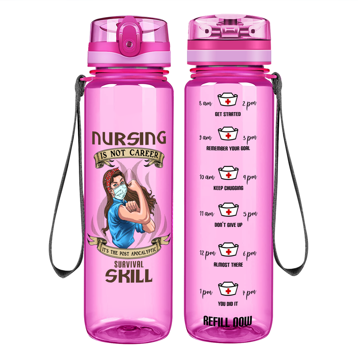 Survival Skill on 32oz Motivational Nurse Water Bottle