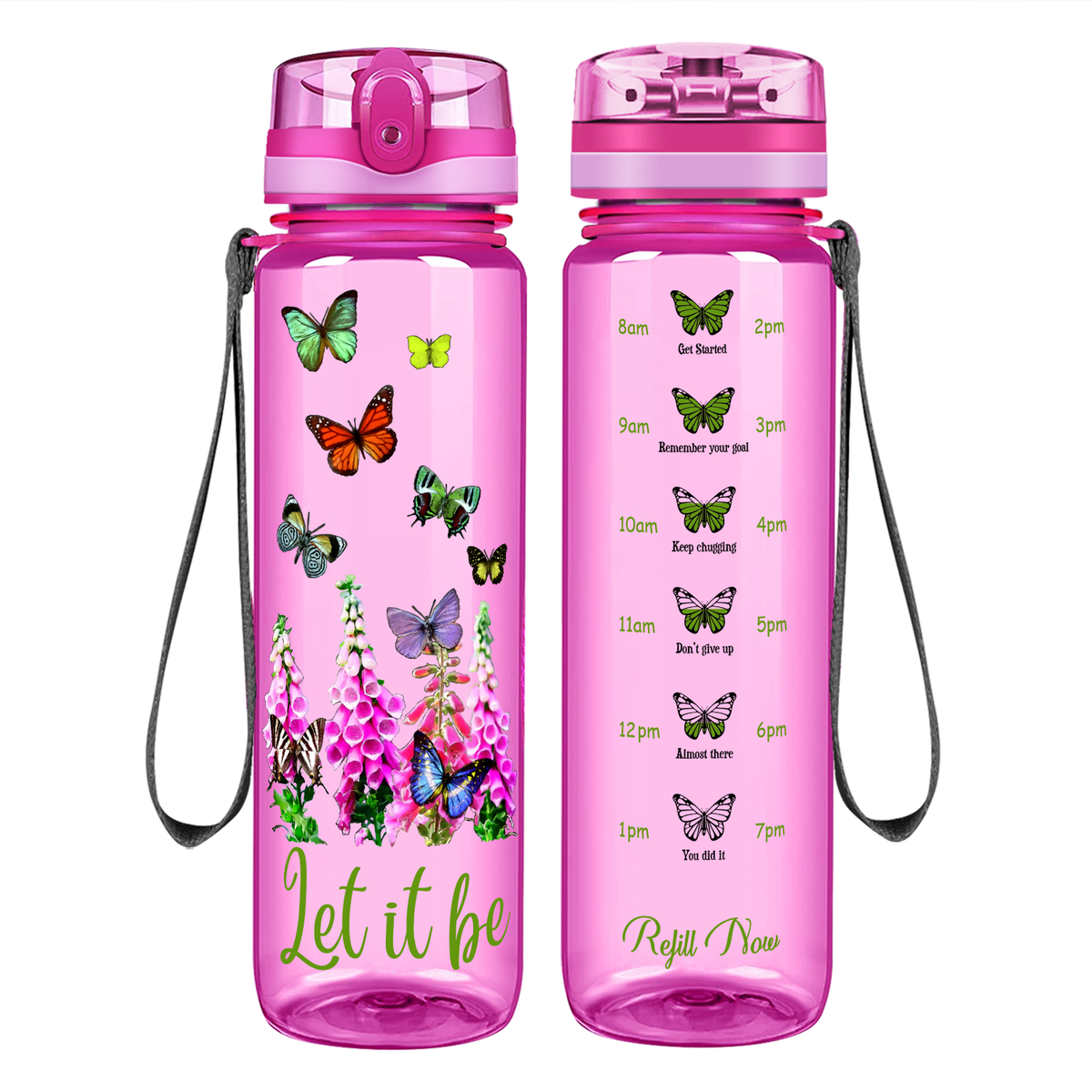 Butterfly Garden Let It Be on 32 oz Motivational Tracking Water Bottle