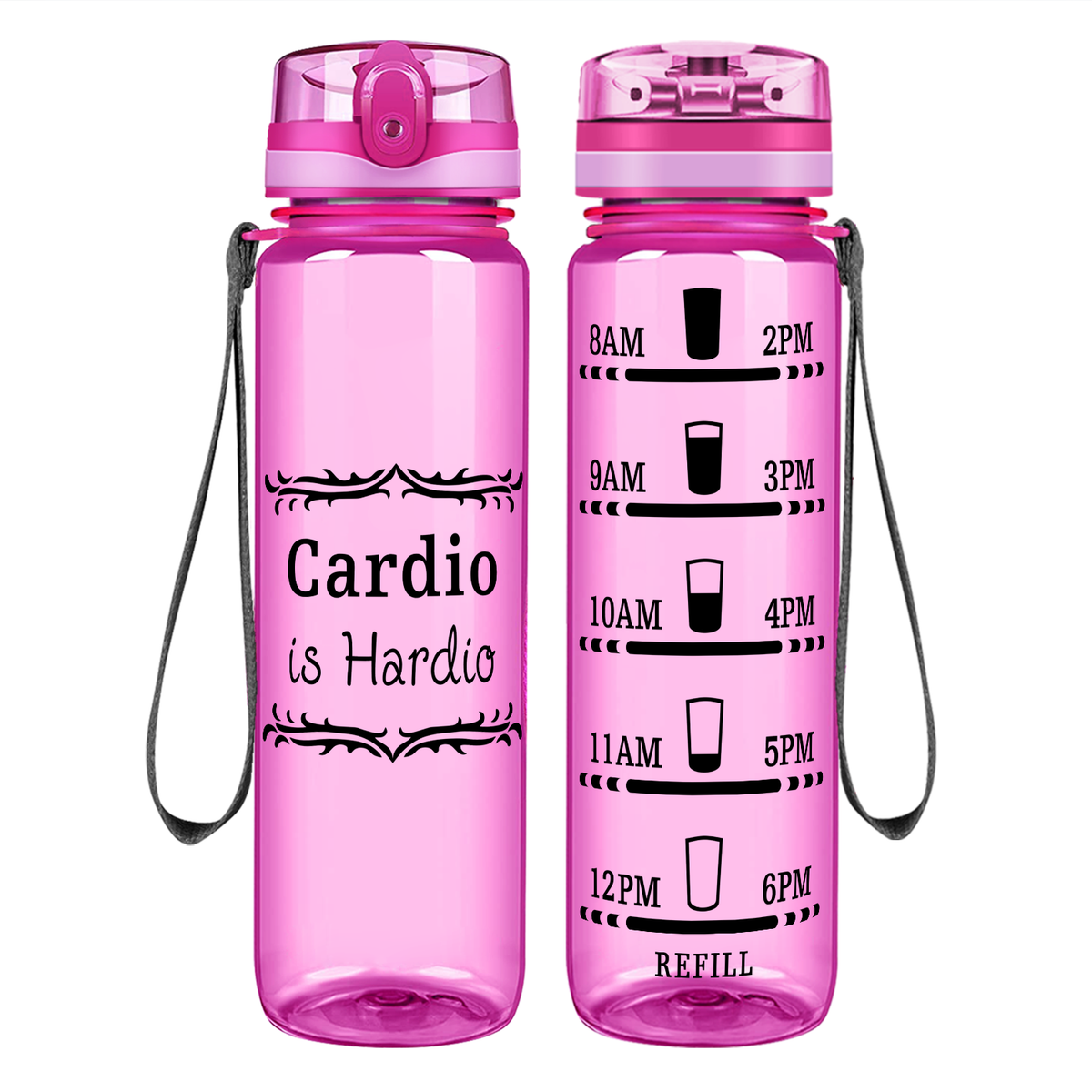 Cardio is Hardio on 32 oz Motivational Tracking Water Bottle