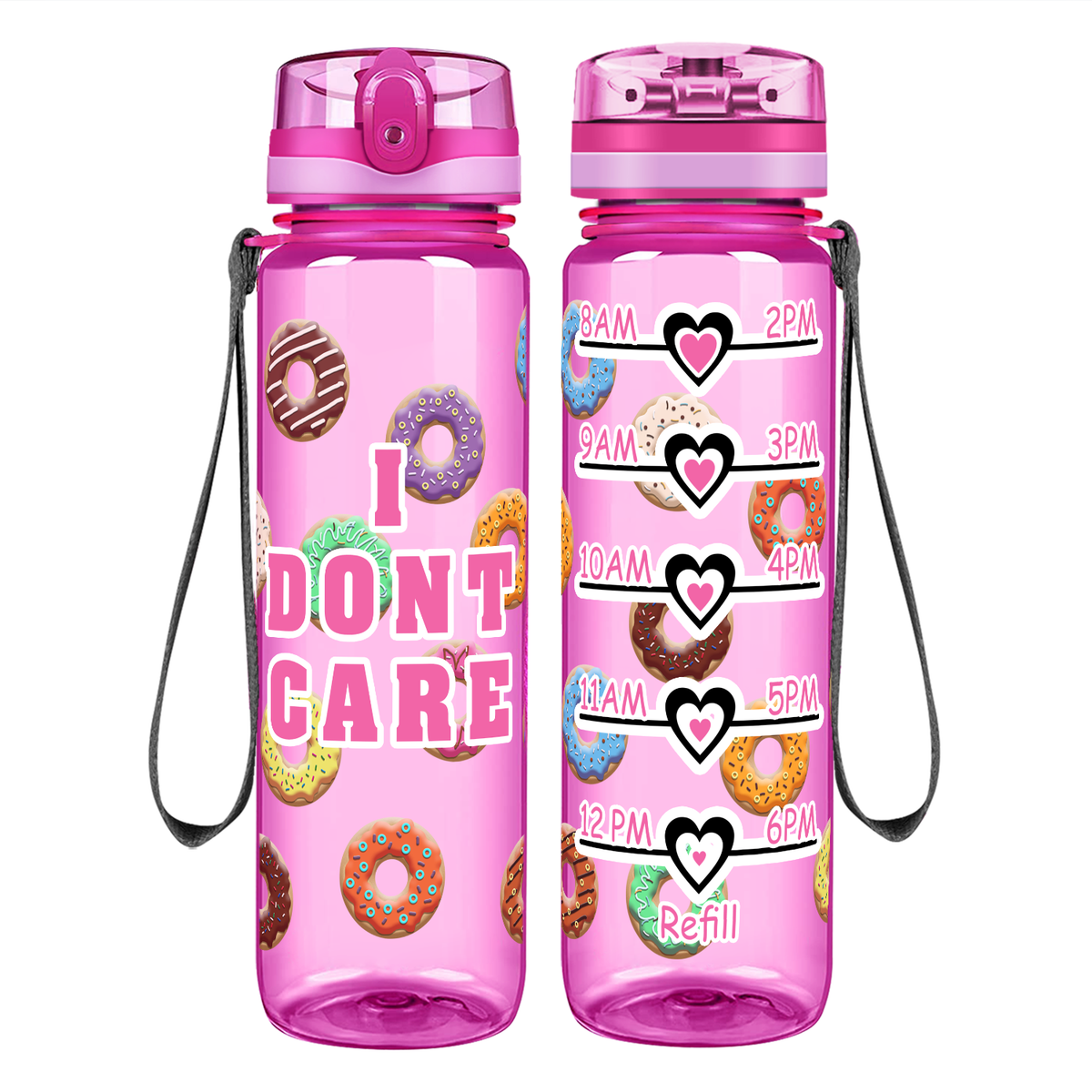 I Donut Care on 32 oz Motivational Tracking Water Bottle