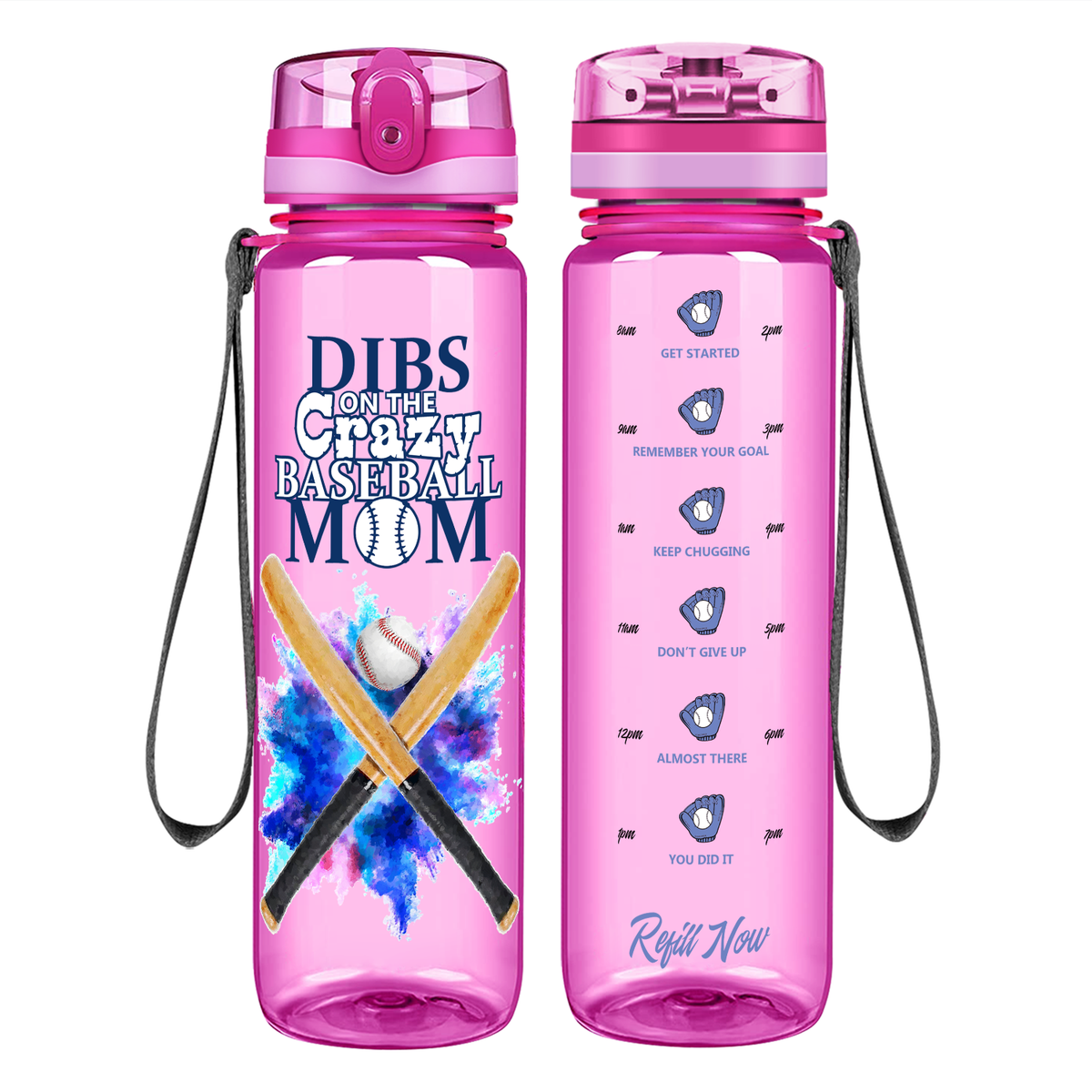 Dibs on the Baseball Mom on 32 oz Motivational Tracking Water Bottle
