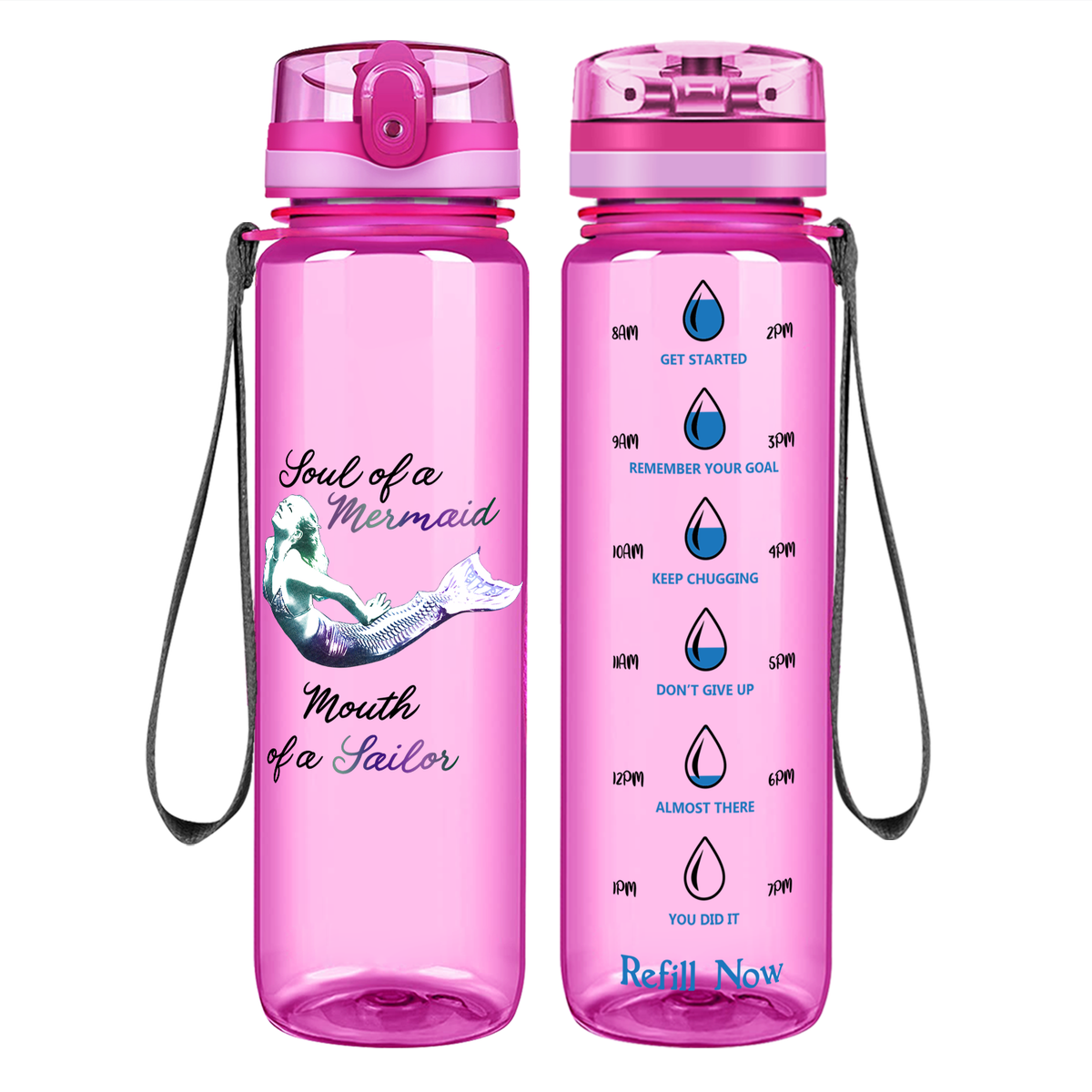 Soul of a Mermaid on 32 oz Motivational Tracking Water Bottle