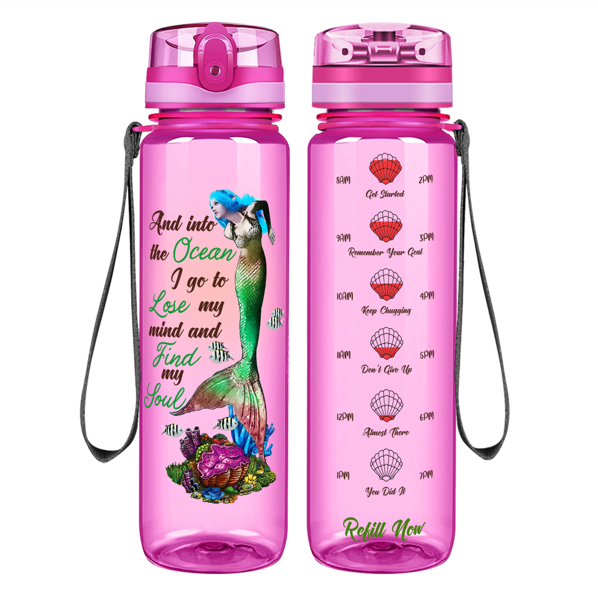 Lose my Mind Find my Soul on 32 oz Motivational Tracking Water Bottle