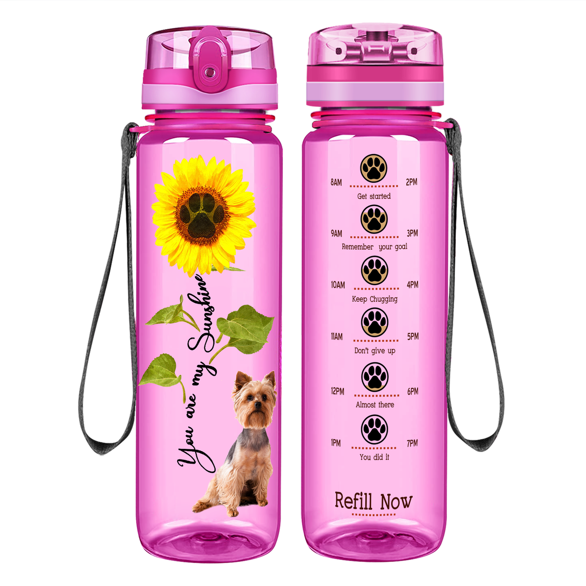 You are my Sunshine Yorkshire Terrier on 32 oz Motivational Tracking Water Bottle
