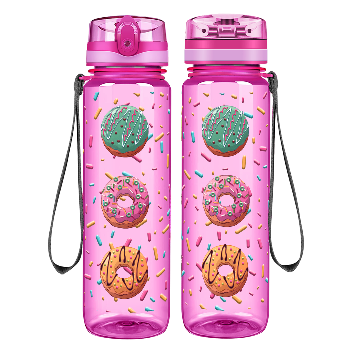 Frosted Donuts on 32 oz Motivational Tracking Water Bottle