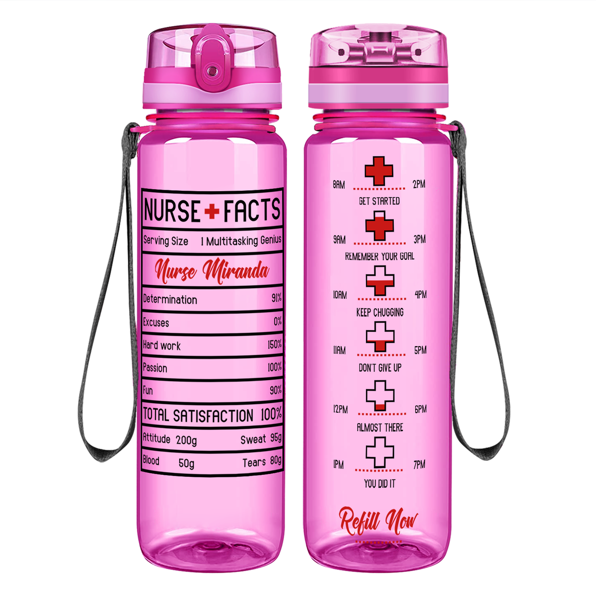 Personalized Nurse Facts on 32oz Motivational Tracking Water Bottle