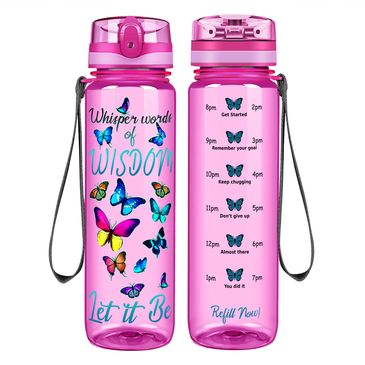 Whisper Words of Wisdom on 32 oz Motivational Tracking Water Bottle