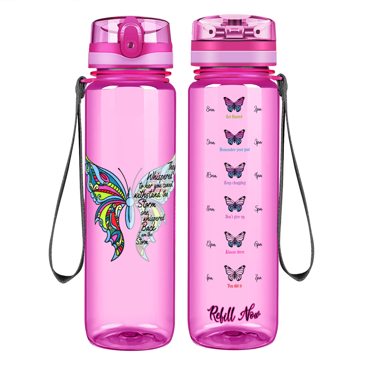 They Whispered to her on 32 oz Motivational Tracking Water Bottle