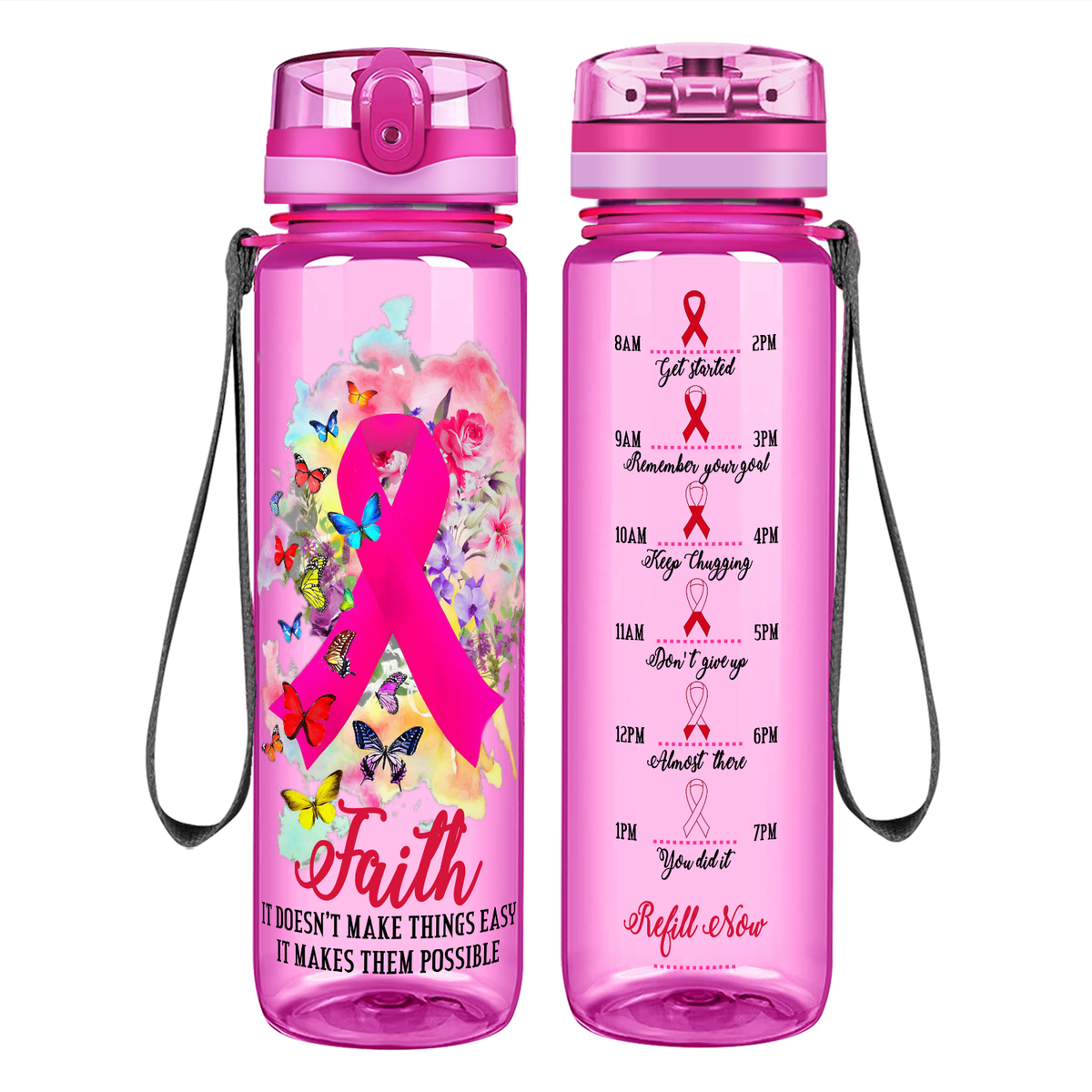 Faith It Doesn’t Make Things Easy on 32 oz Motivational Tracking Water Bottle