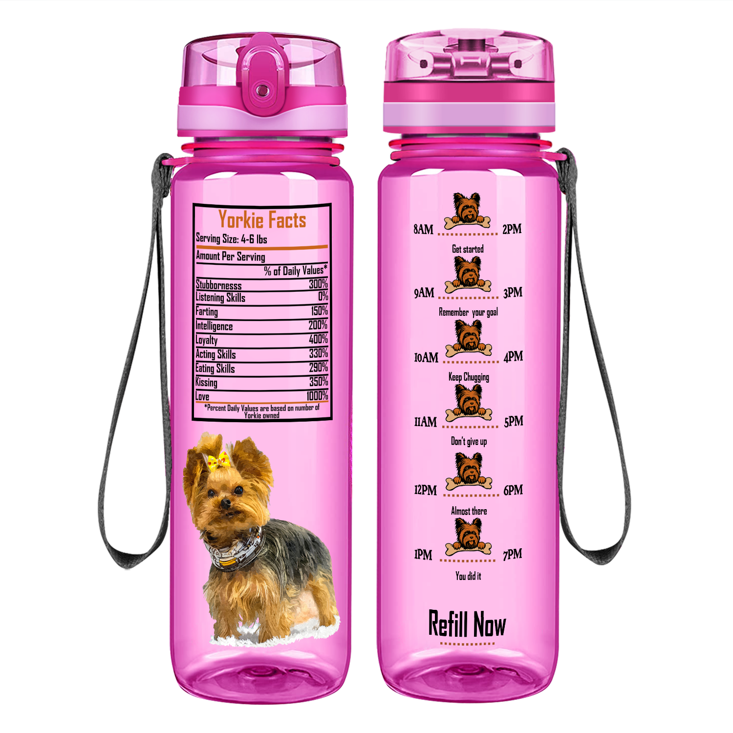 Yorkie Facts on 32 oz Motivational Tracking Water Bottle