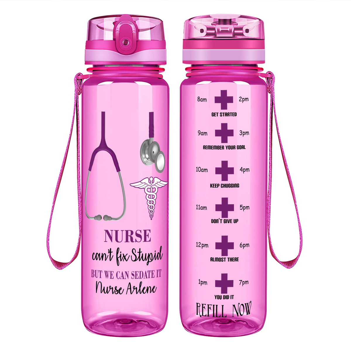 Personalized Can't Fix Stupid Motivational Tracking Water Bottle