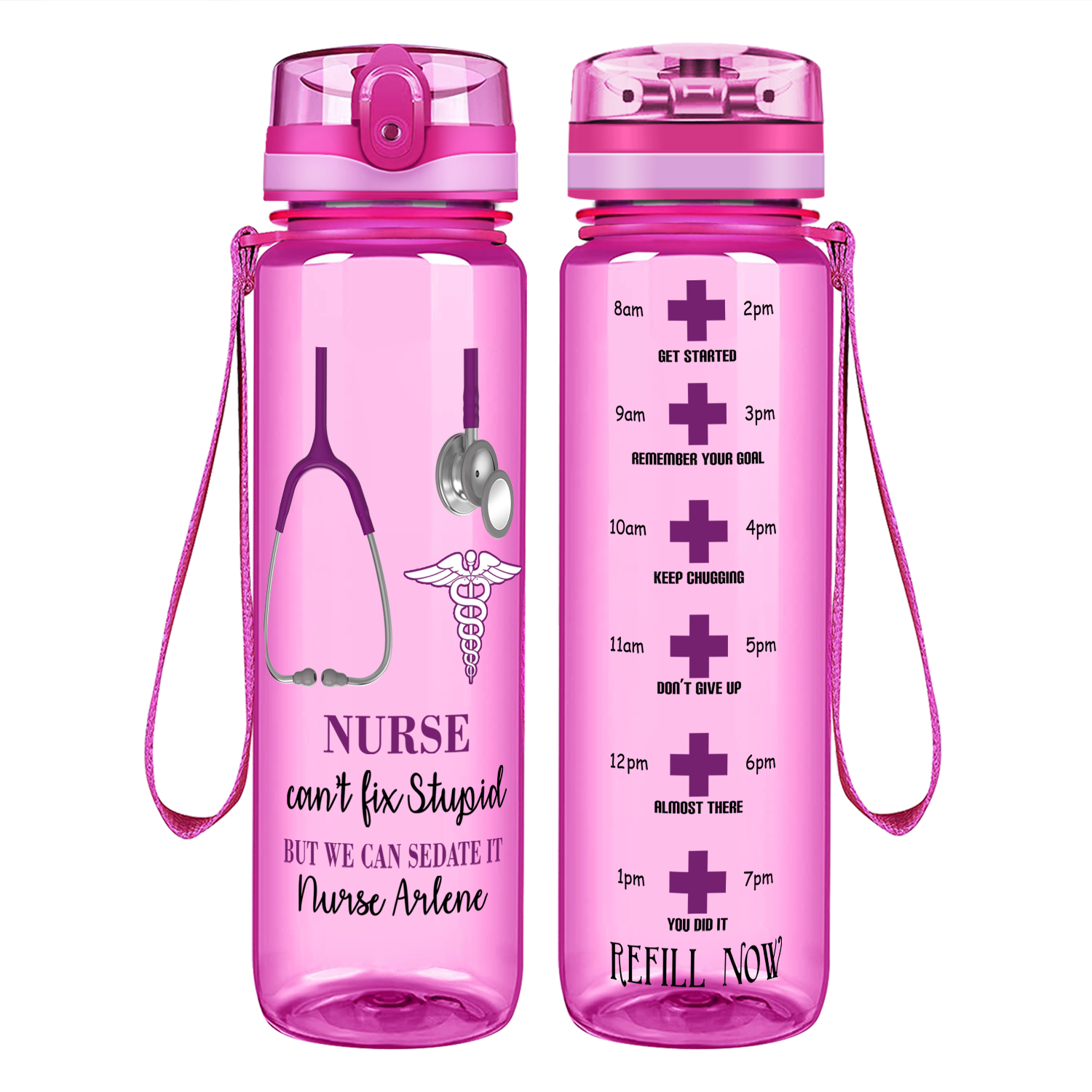 Personalized Can't Fix Stupid Motivational Tracking Water Bottle