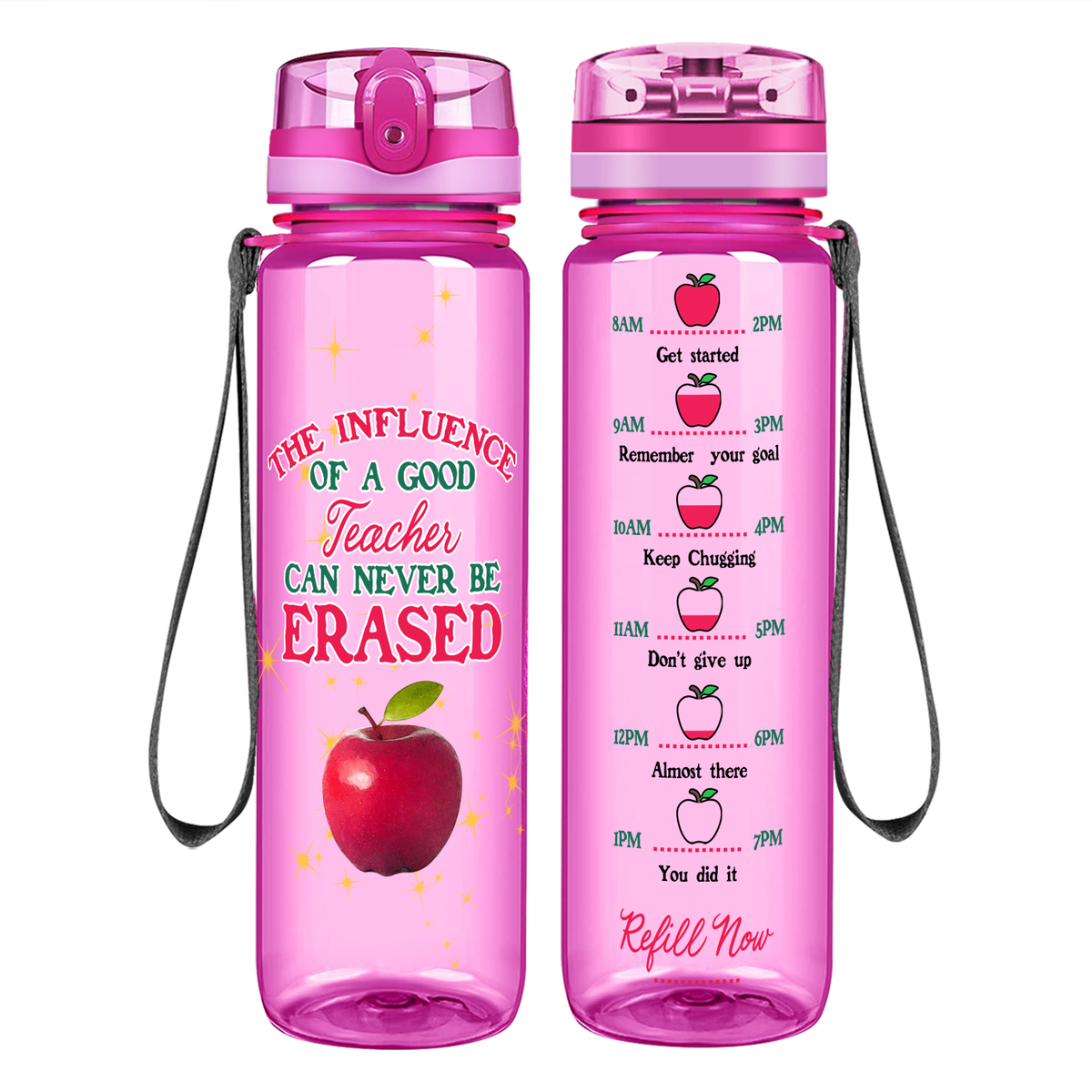 Teacher Can Never be Erased on 32 oz Motivational Tracking Water Bottle