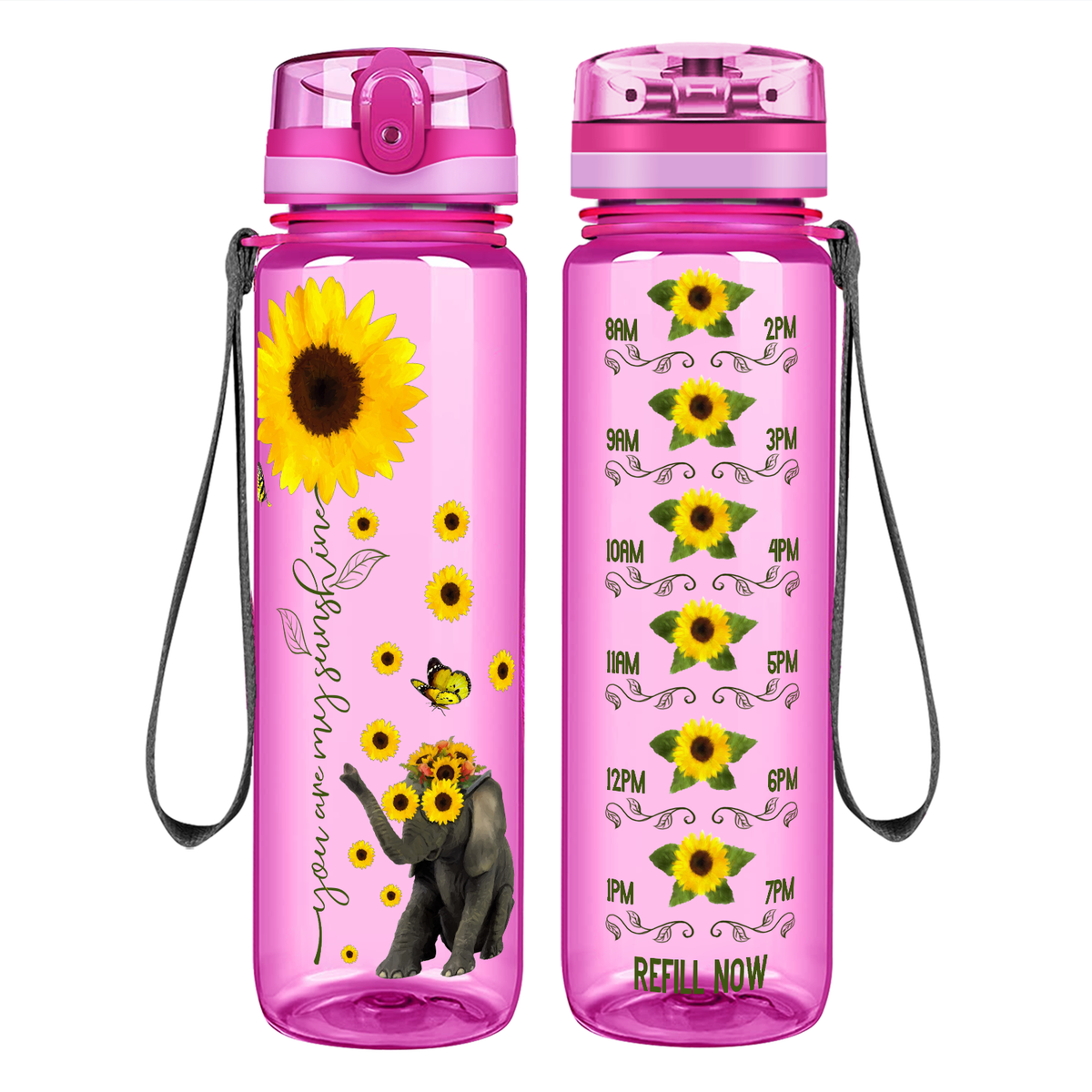 You are My Sunshine Sunflower on 32 oz Motivational Tracking Water Bottle