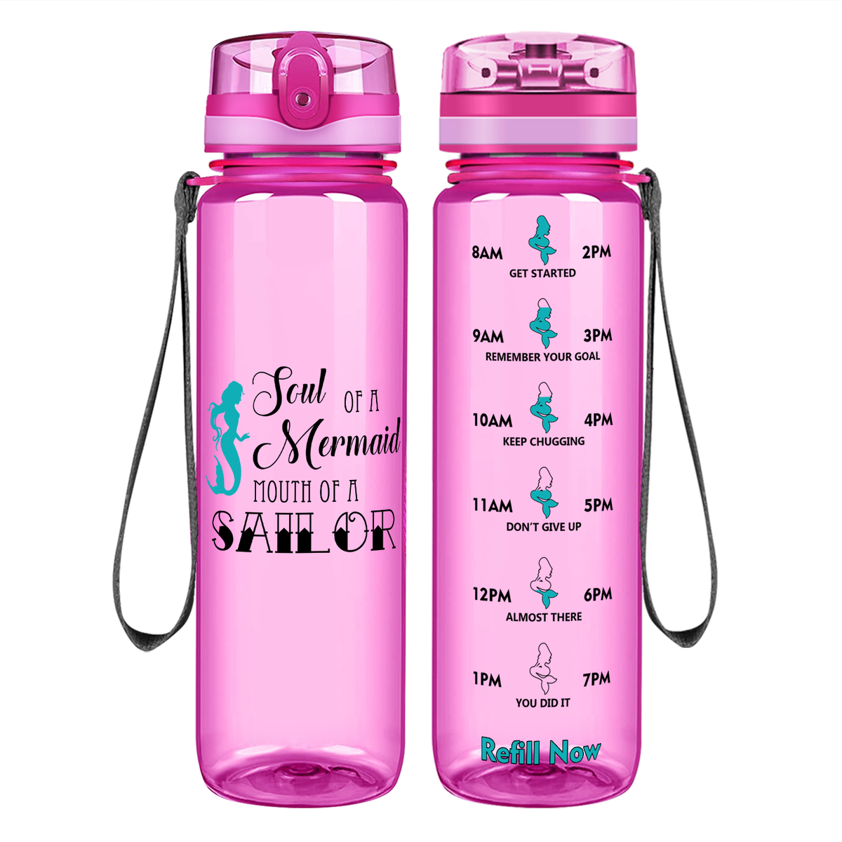 Mouth of a Sailor on 32 oz Motivational Tracking Water Bottle