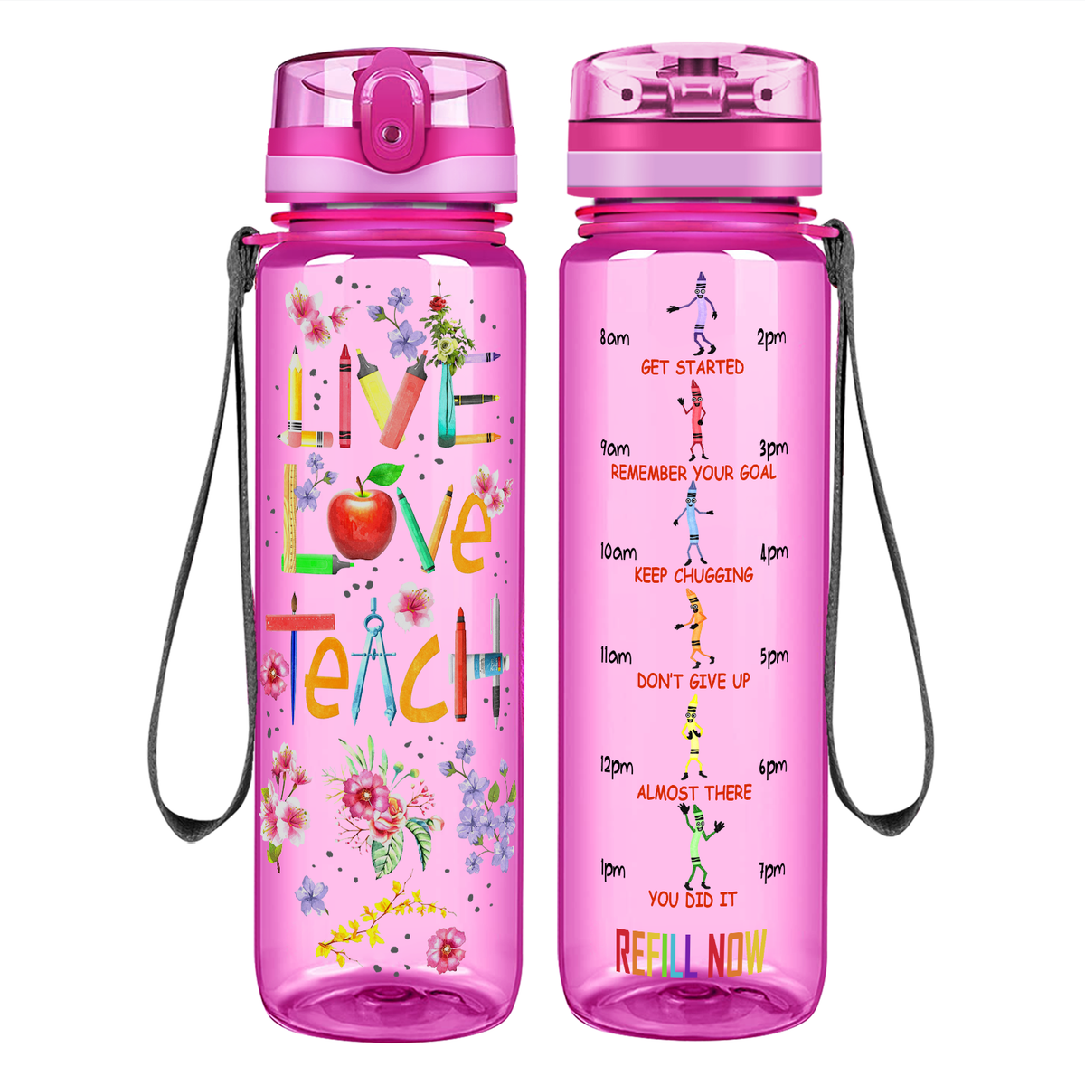 Live Love Teach on 32 oz Motivational Tracking Water Bottle